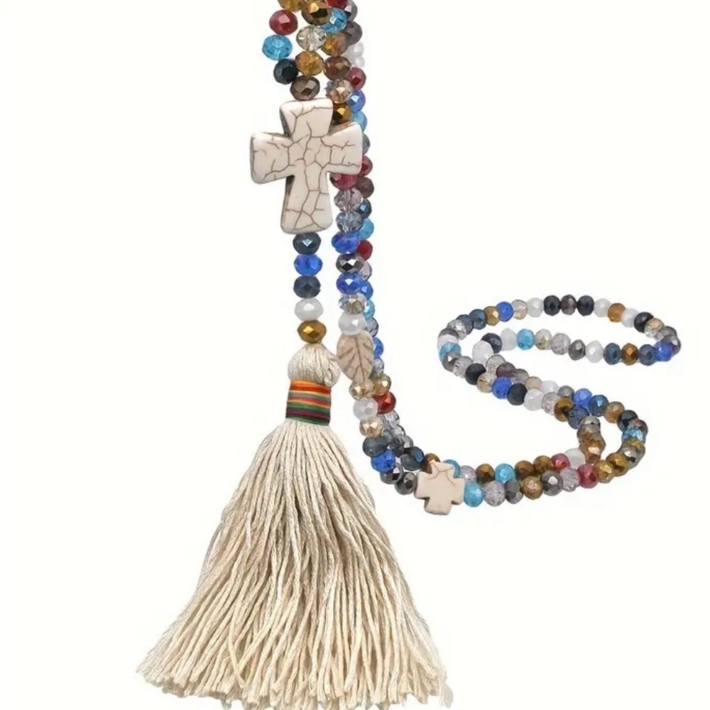 ✝️✝️✝️BOGOHO ✝️✝️✝️CrossTassle Necklace - Picture 4 of 5